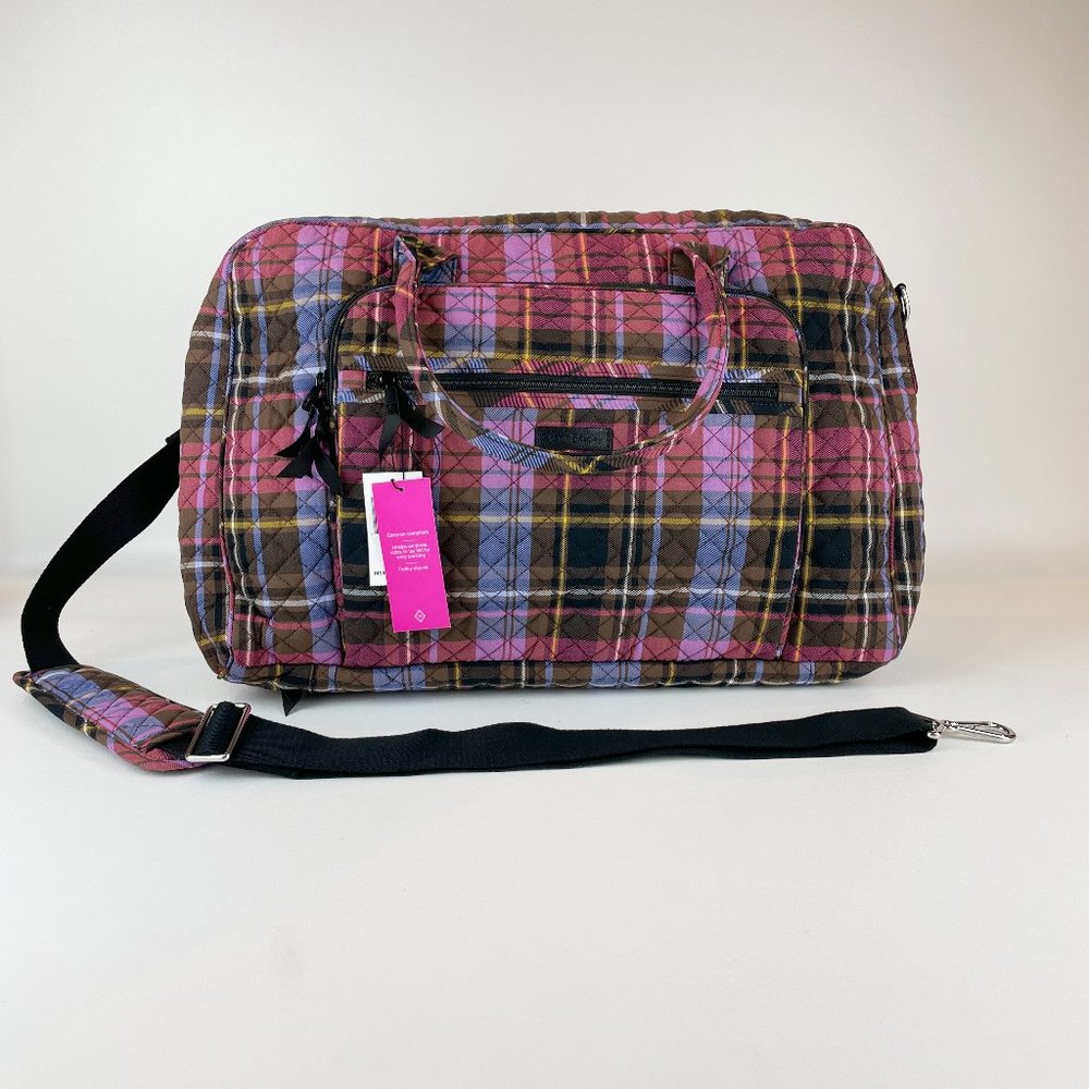Vera Bradley Lay Flat Weekender Cozy Plaid